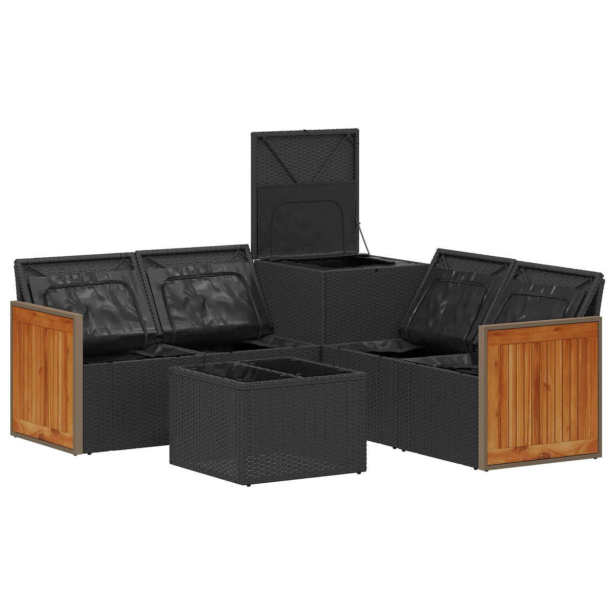 Sofa Set 6 stk. Schwarz und Cremeweiß 55 x 55 x 37 cm