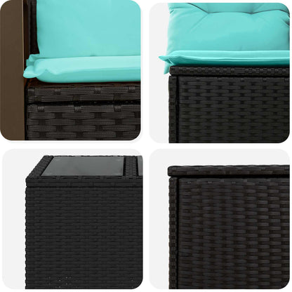 Sofa Set 6 stk. Schwarz und Blau 55 x 55 x 37 cm