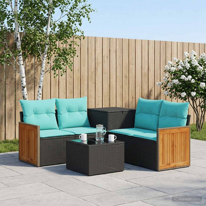 Sofa Set 6 stk. Schwarz und Blau 55 x 55 x 37 cm
