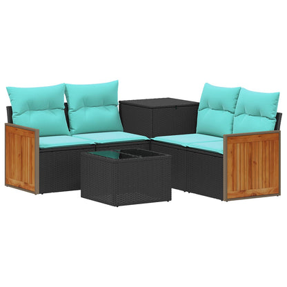 Sofa Set 6 stk. Schwarz und Blau 55 x 55 x 37 cm