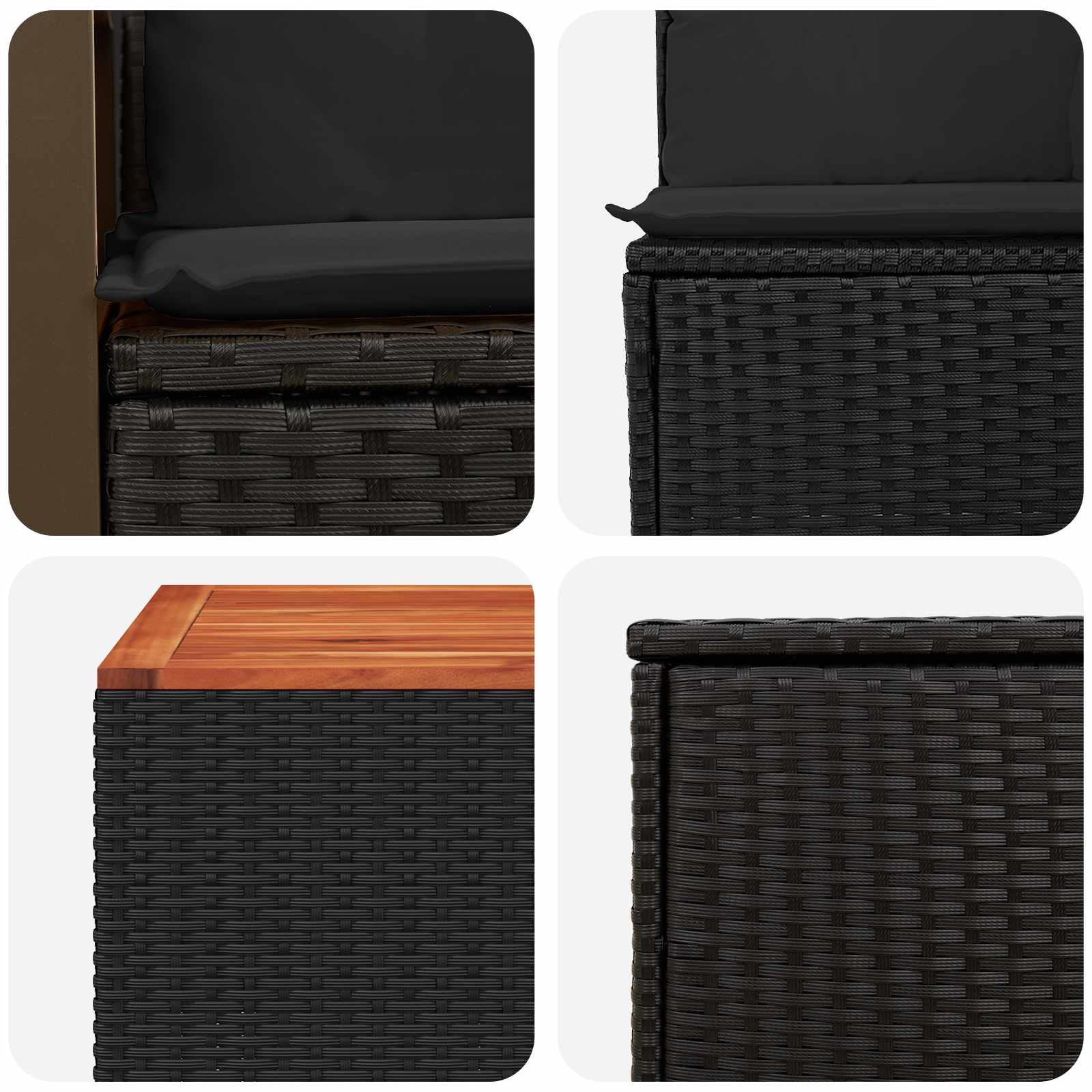 Sofa Set 6 stk. Schwarz Polyrattan und Stahl