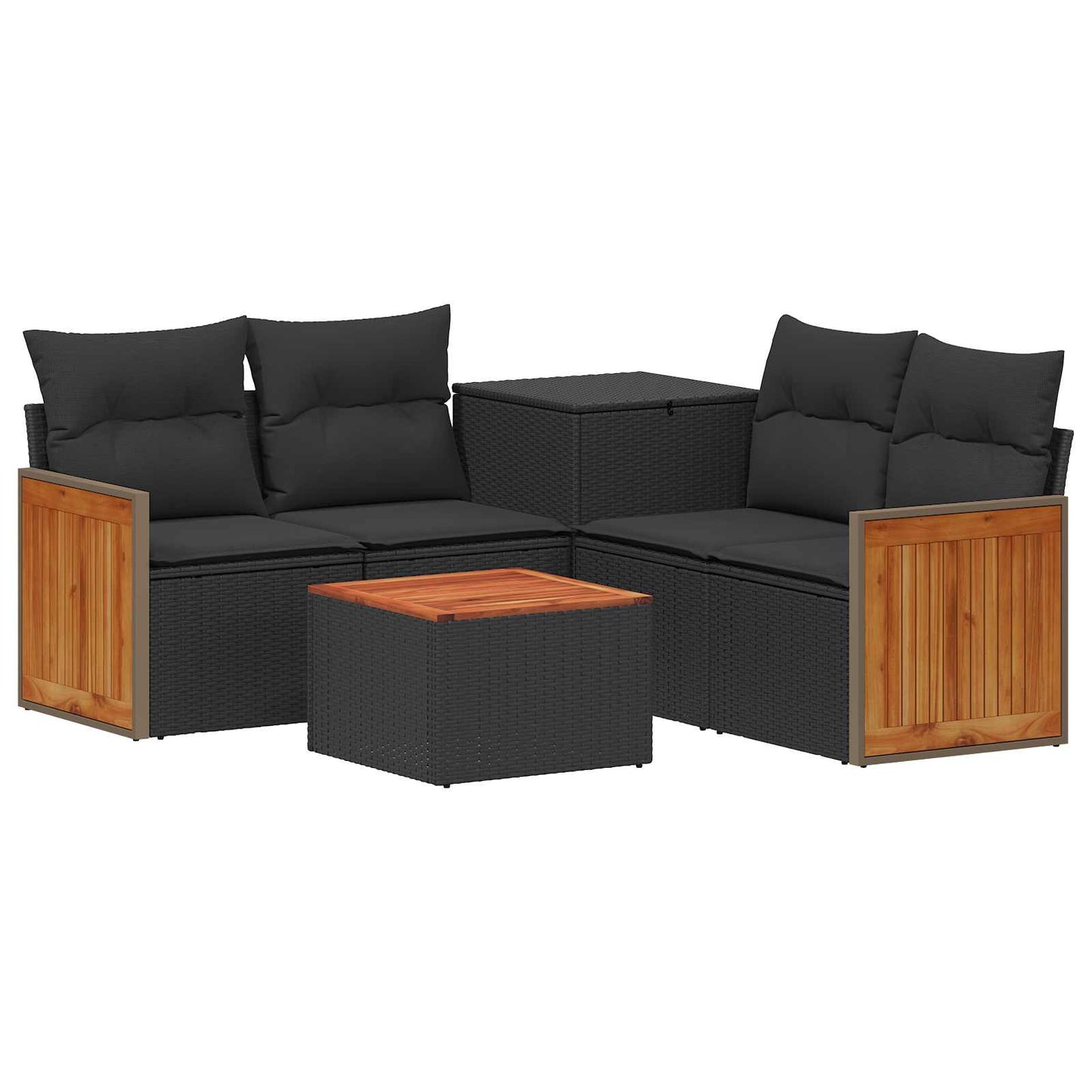 Sofa Set 6 stk. Schwarz Polyrattan und Stahl