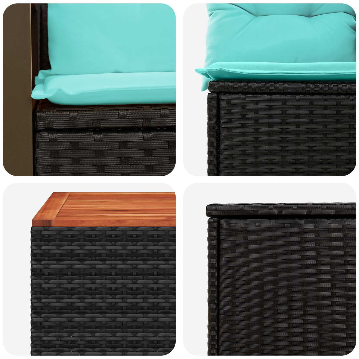 Sofa Set 6 stk. Schwarz und Blau 55 x 55 x 37 cm