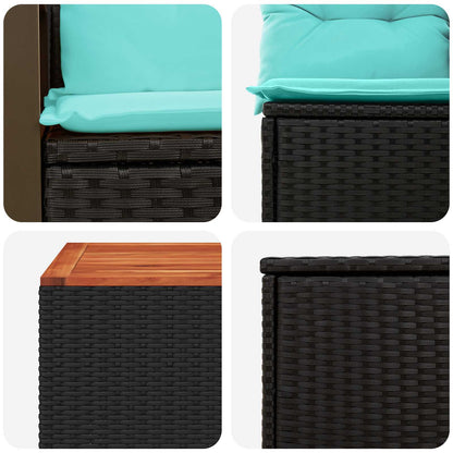 Sofa Set 6 stk. Schwarz und Blau 55 x 55 x 37 cm