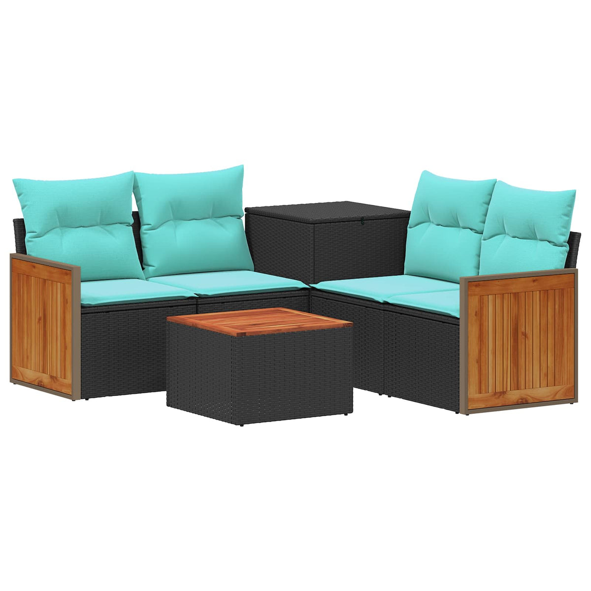 Sofa Set 6 stk. Schwarz und Blau 55 x 55 x 37 cm
