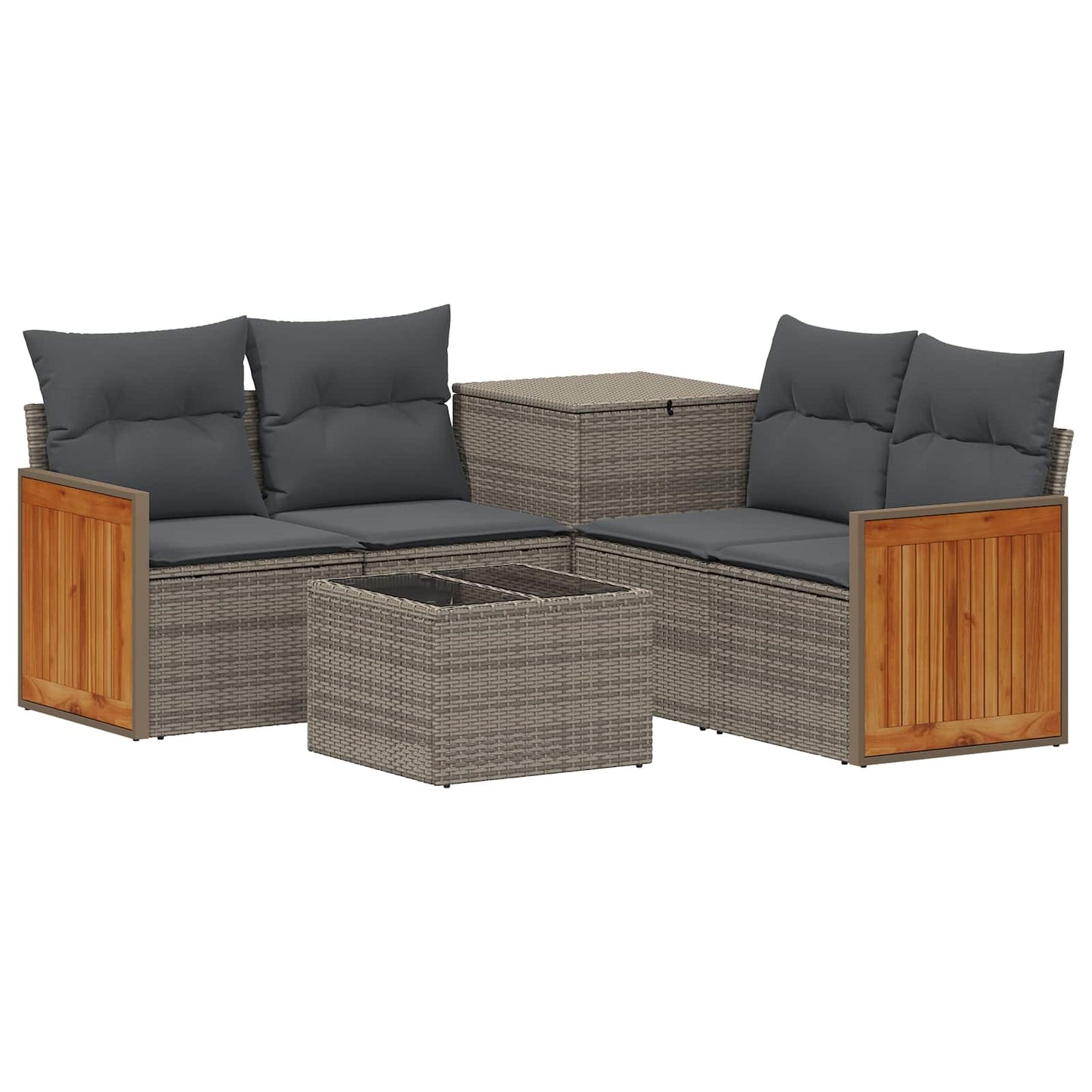 Sofa Set 6 stk. Grau und Dunkelgrau Polyrattan und Stahl