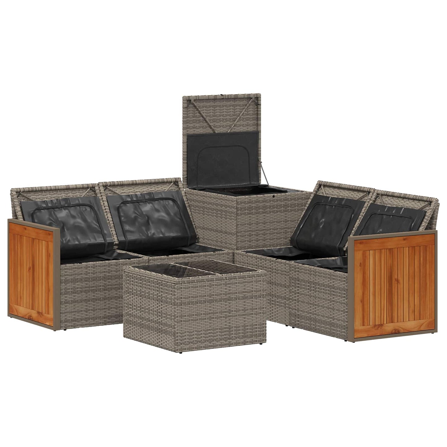 Sofa Set 6 stk. Grau und Dunkelgrau Polyrattan und Stahl
