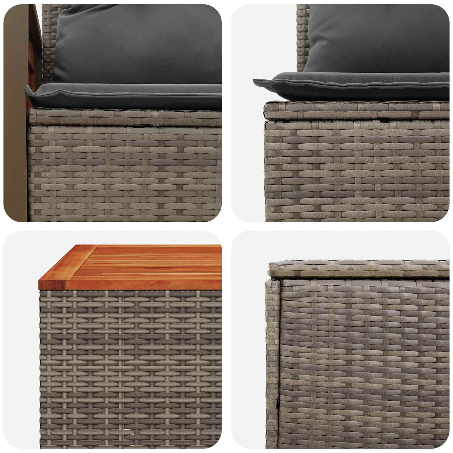 Sofa Set 6 stk. Grau und Dunkelgrau Polyrattan und Stahl