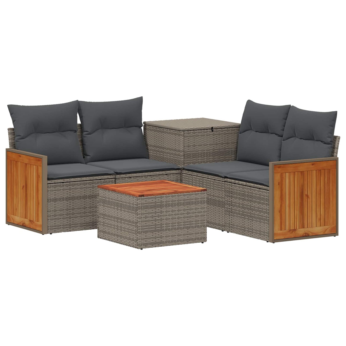 Sofa Set 6 stk. Grau und Dunkelgrau Polyrattan und Stahl
