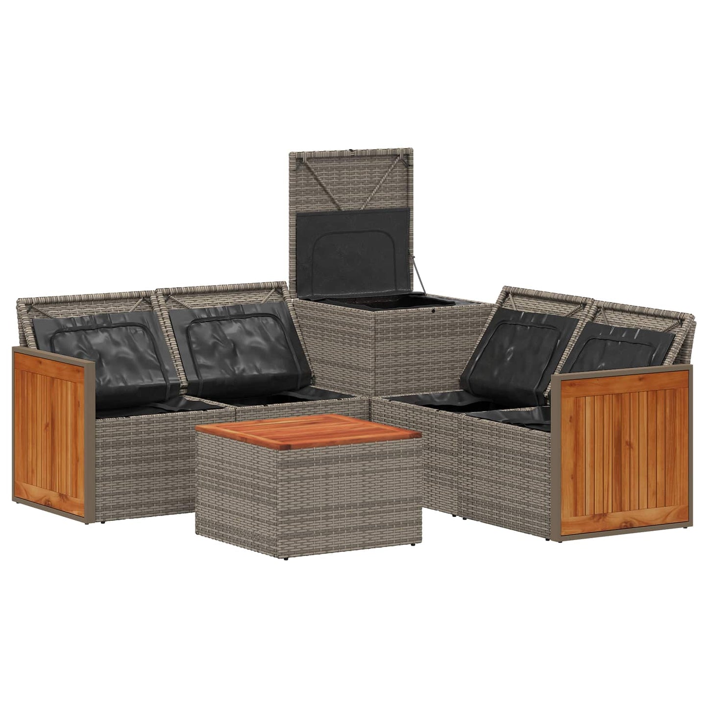 Sofa Set 6 stk. Grau und Dunkelgrau Polyrattan und Stahl