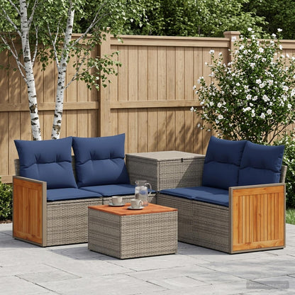 Sofa Set 6 stk. Grau und Marineblau 55 x 55 x 37 cm