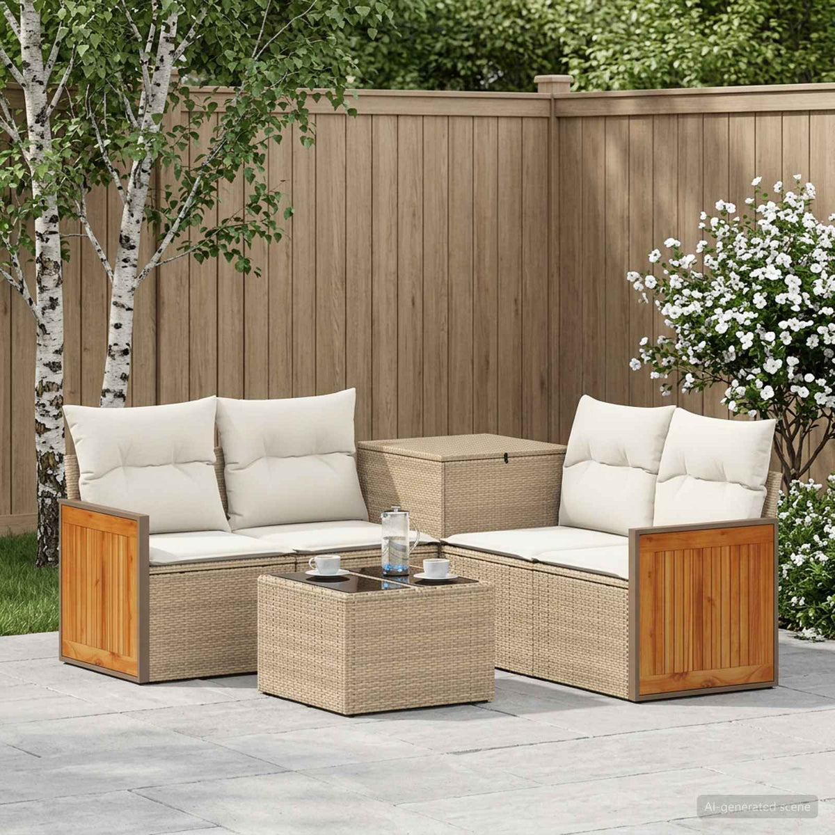 Sofa Set 6 stk. Beige und Cremeweiß 55 x 55 x 37 cm