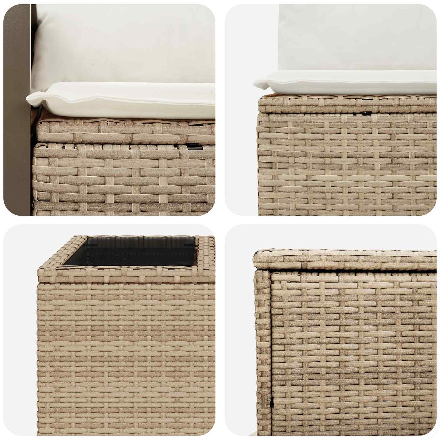 Sofa Set 6 stk. Beige und Cremeweiß Polyrattan und Stahl