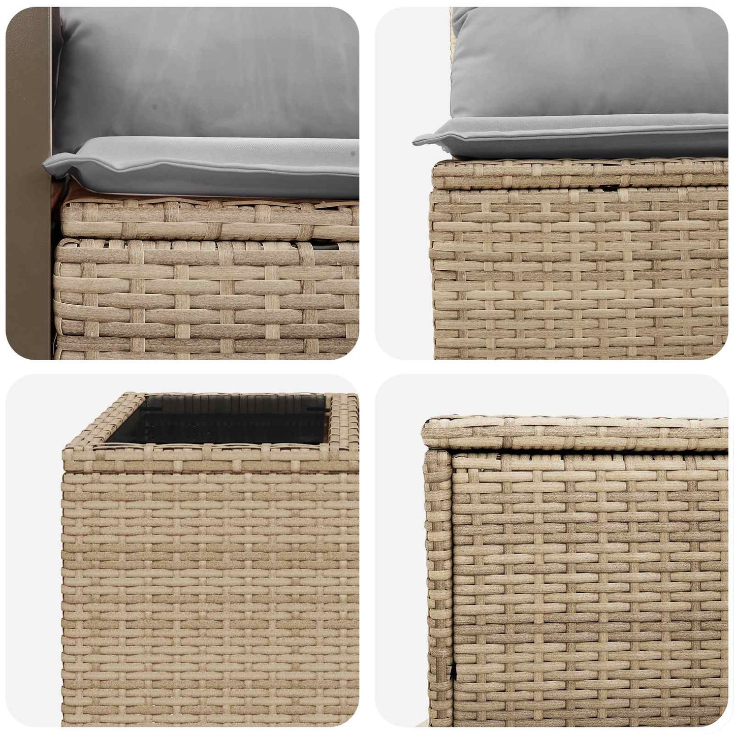 Sofa Set 6 stk. Beige und Hellgrau Polyrattan und Stahl