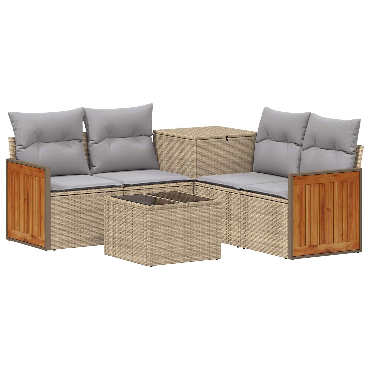 Sofa Set 6 stk. Beige und Hellgrau Polyrattan und Stahl