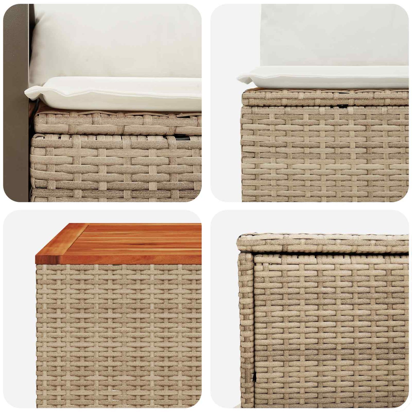 Sofa Set 6 stk. Beige und Cremeweiß Polyrattan und Stahl