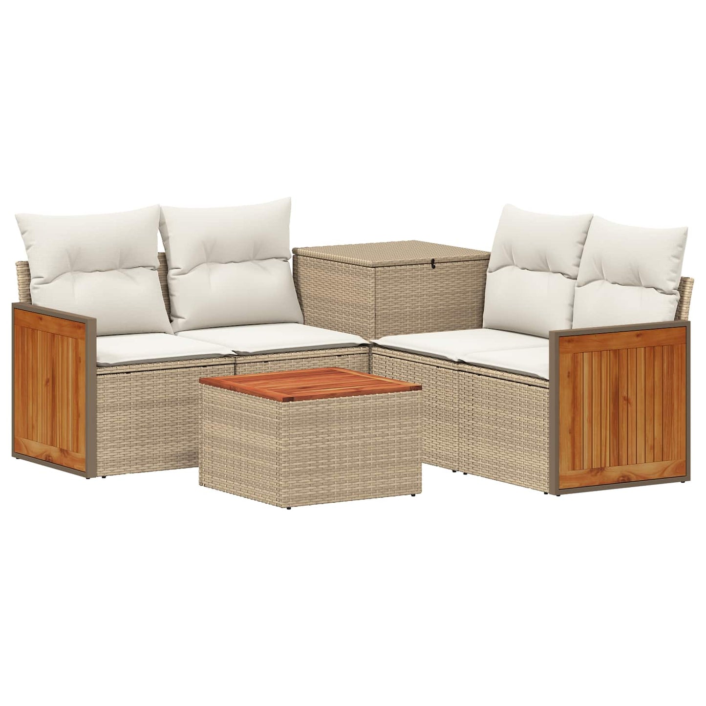 Sofa Set 6 stk. Beige und Cremeweiß Polyrattan und Stahl