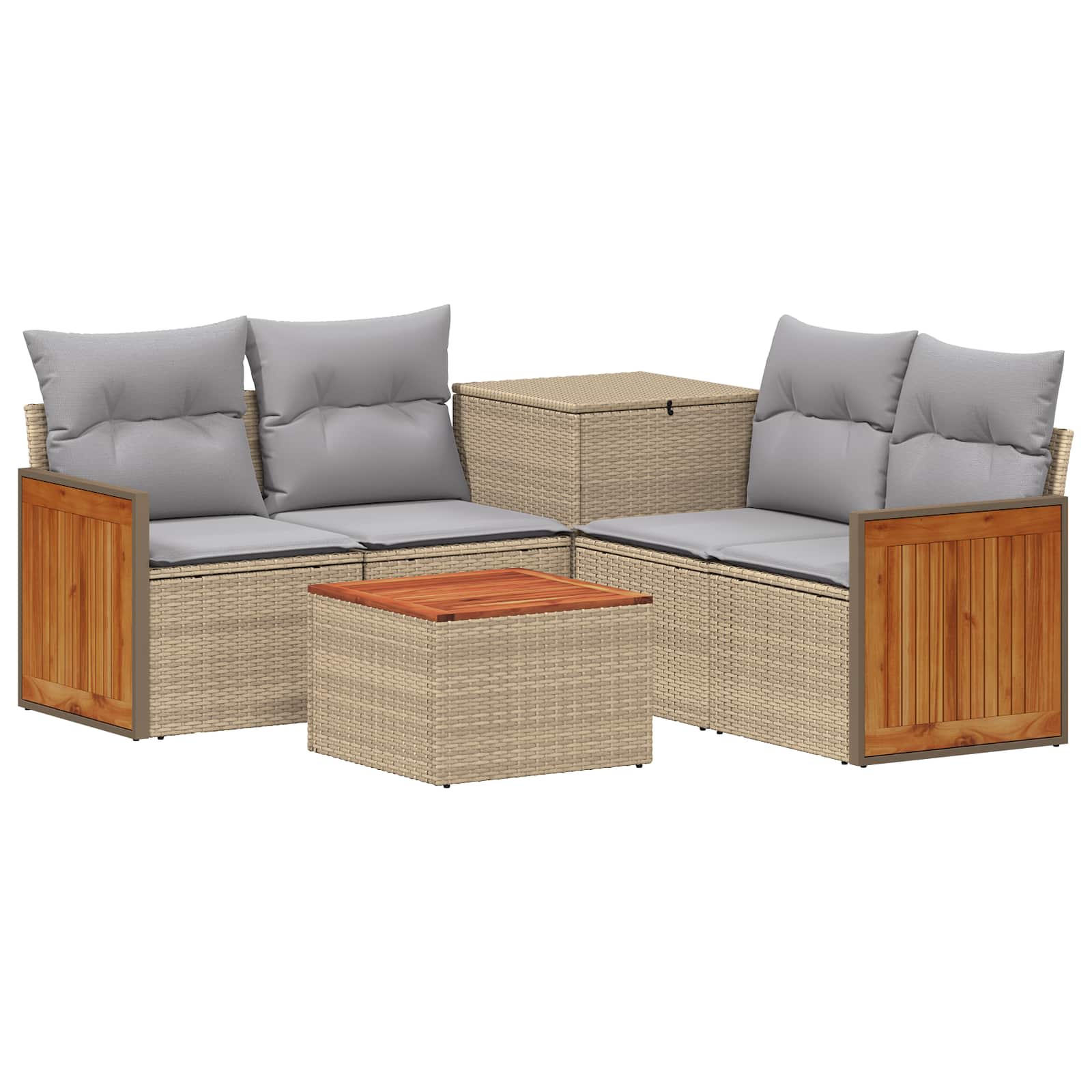 Sofa Set 6 stk. Beige und Hellgrau Polyrattan und Stahl