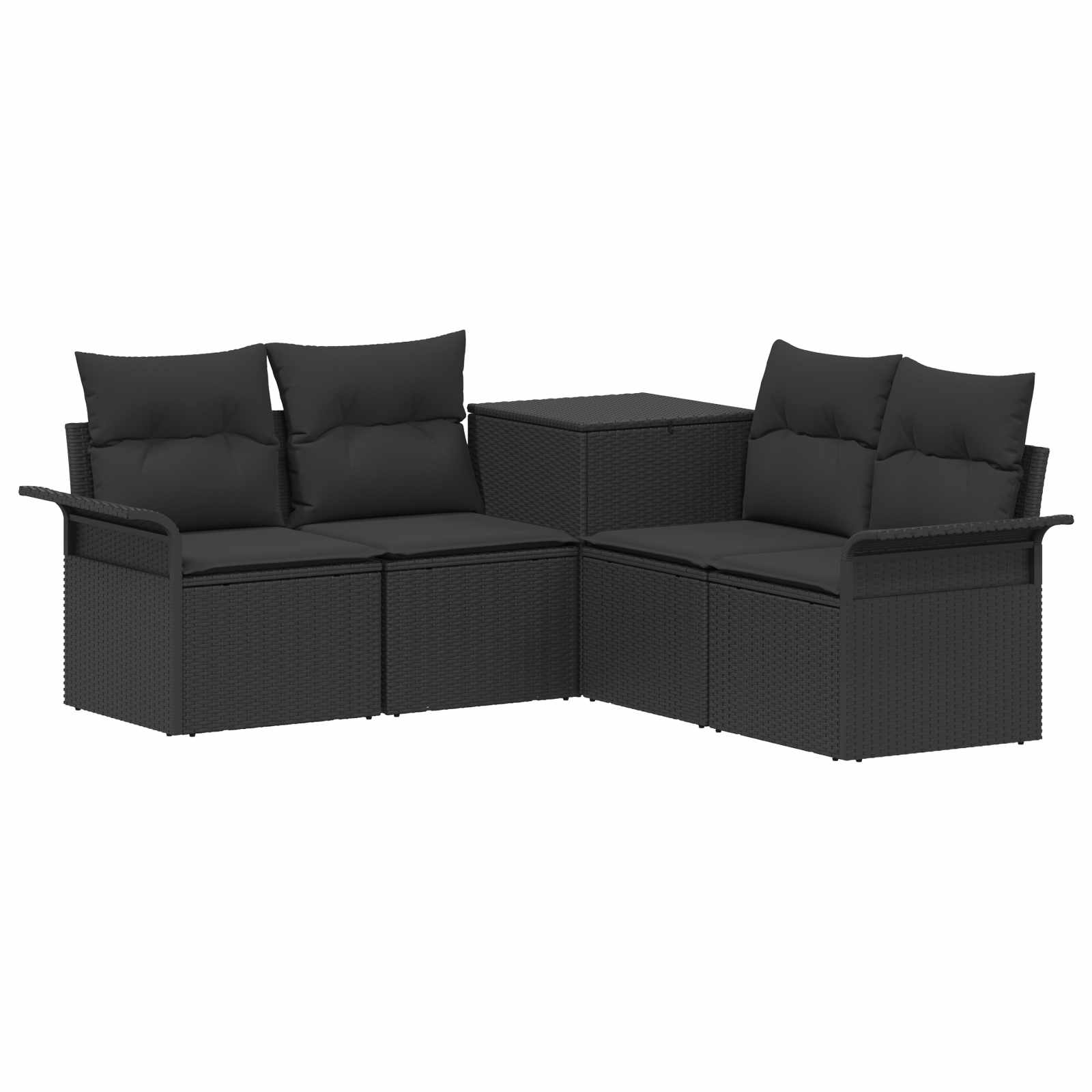 Sofa Set 5 stk. Schwarz Polyrattan und Stahl