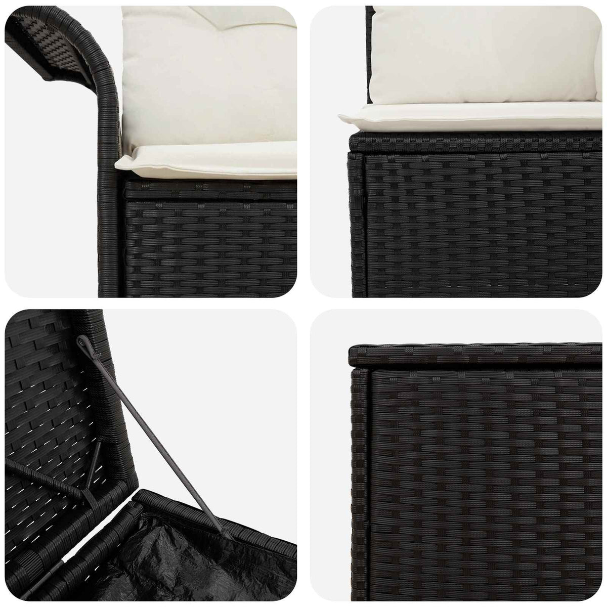 Sofa Set 5 stk. Schwarz und Cremeweiß 187,5 x 187,5 x 85 cm