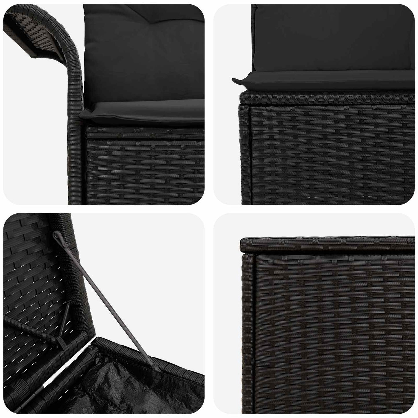 Sofa Set 5 stk. Schwarz Polyrattan und Stahl