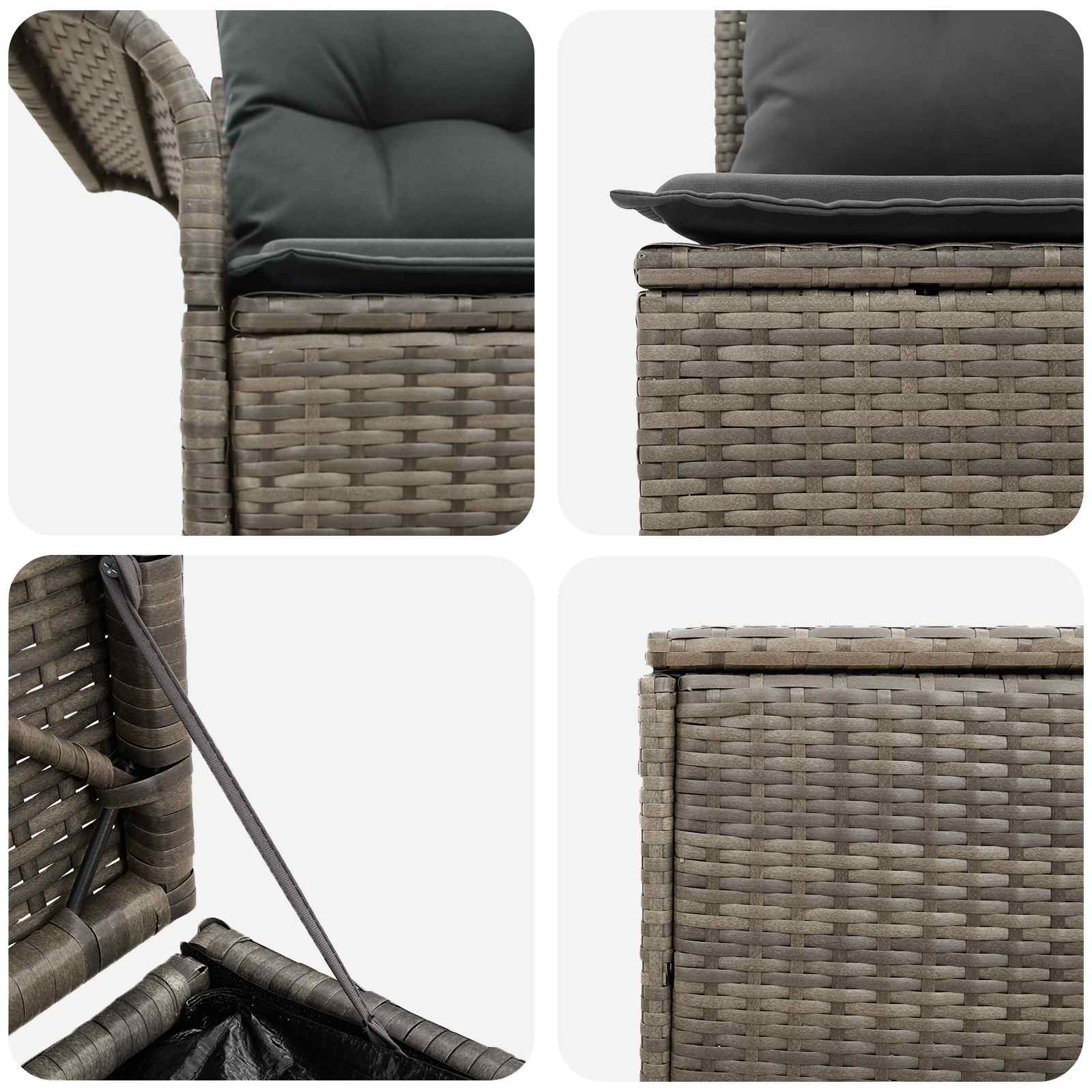 Sofa Set 5 stk. Grau und Dunkelgrau Polyrattan und Stahl