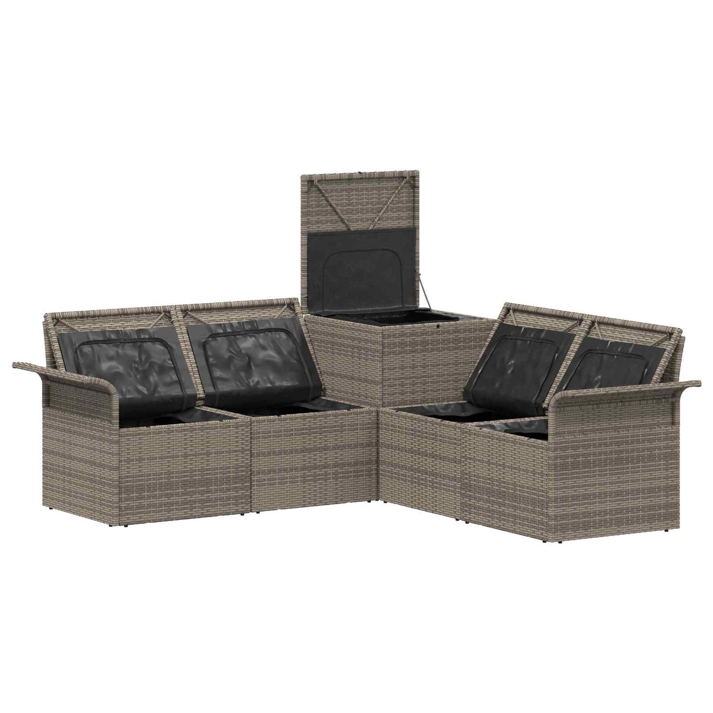 Sofa Set 5 stk. Grau und Dunkelgrau Polyrattan und Stahl