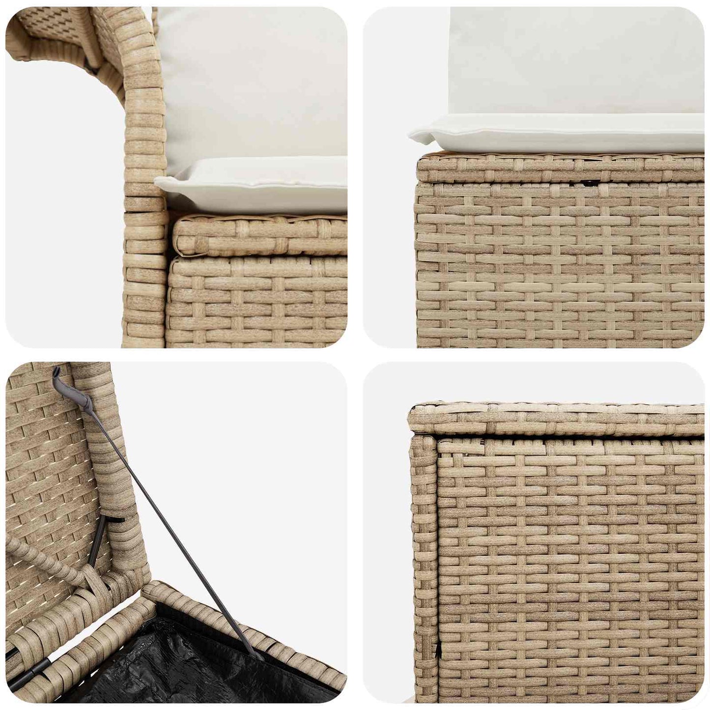Sofa Set 5 stk. Beige und Cremeweiß Polyrattan und Stahl