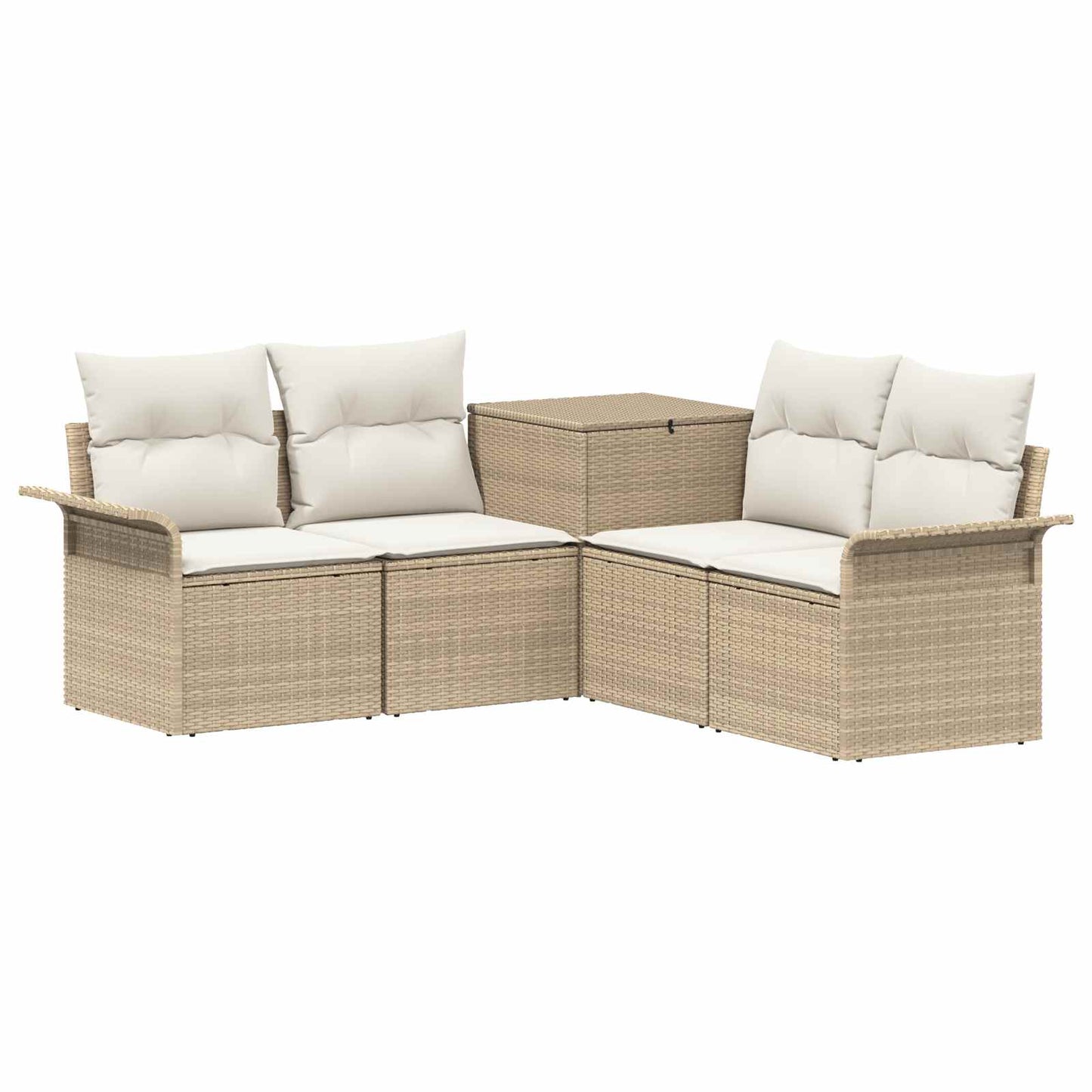 Sofa Set 5 stk. Beige und Cremeweiß Polyrattan und Stahl