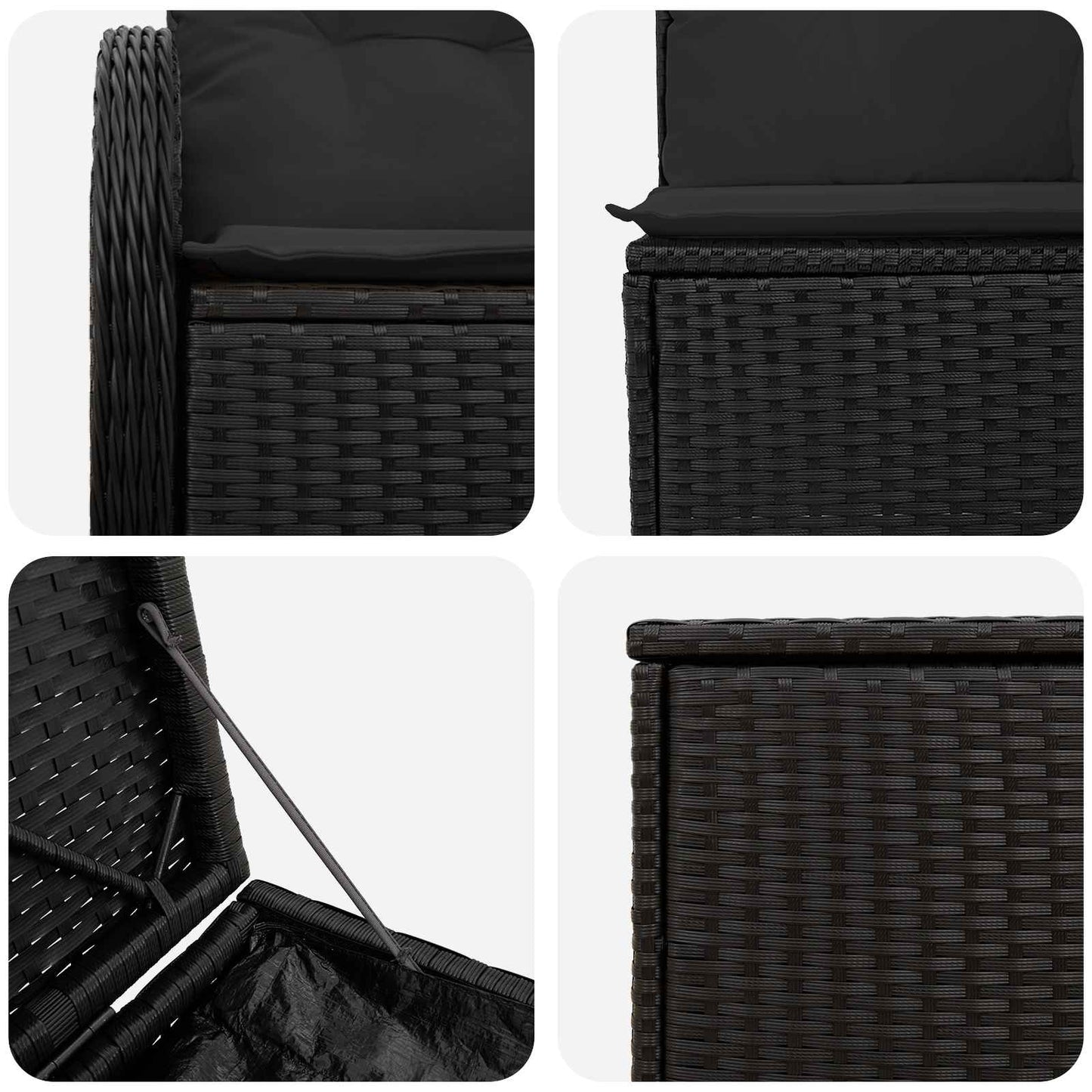 Sofa Set 5 stk. Schwarz Polyrattan und Stahl