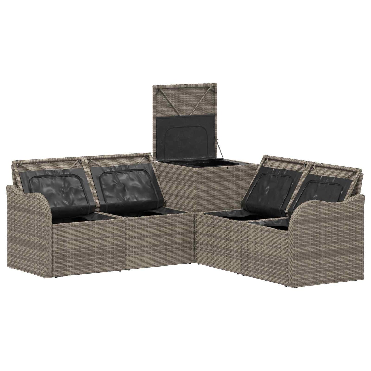 Sofa Set 5 stk. Grau und Dunkelgrau Polyrattan und Stahl