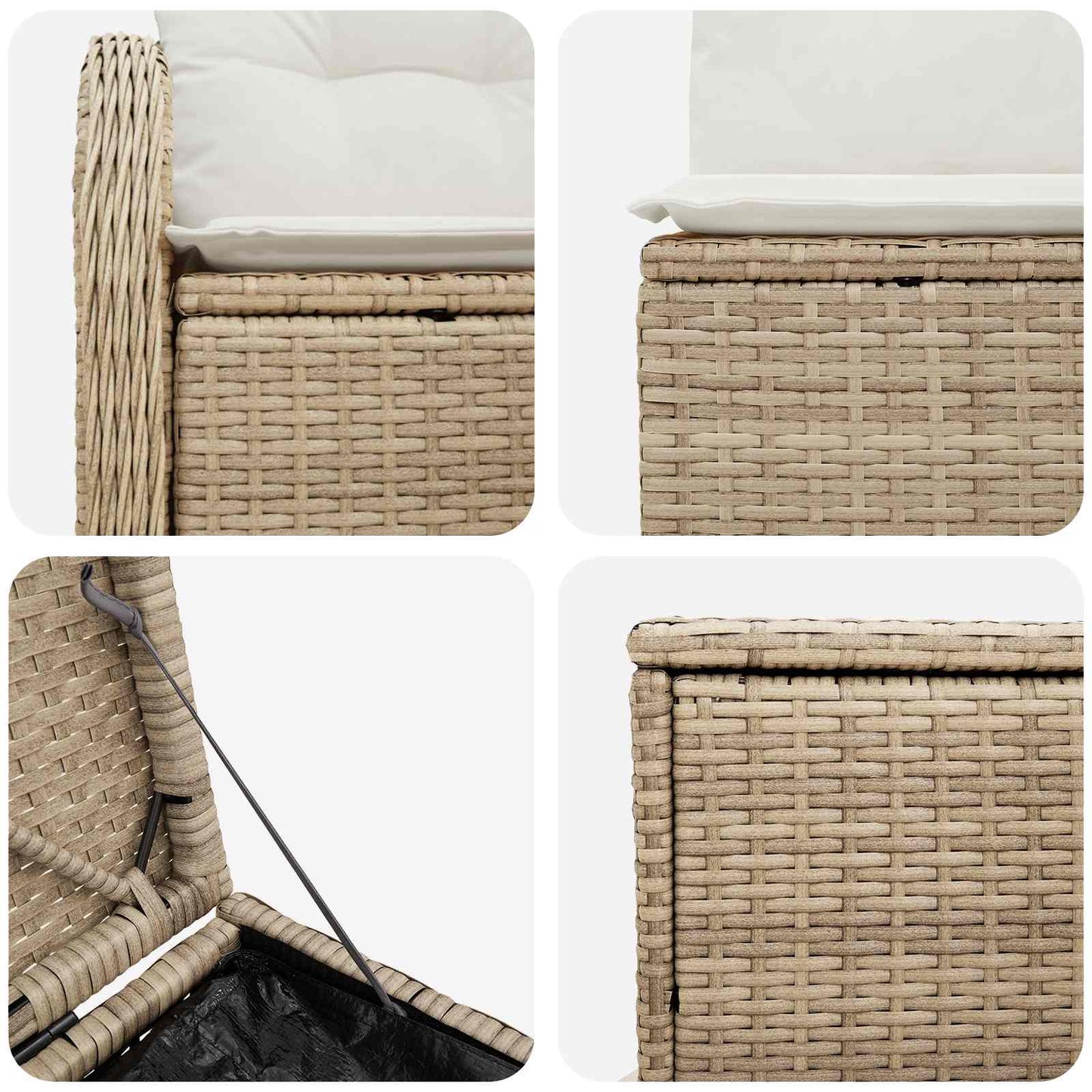 Sofa Set 5 stk. Beige und Cremeweiß Polyrattan und Stahl