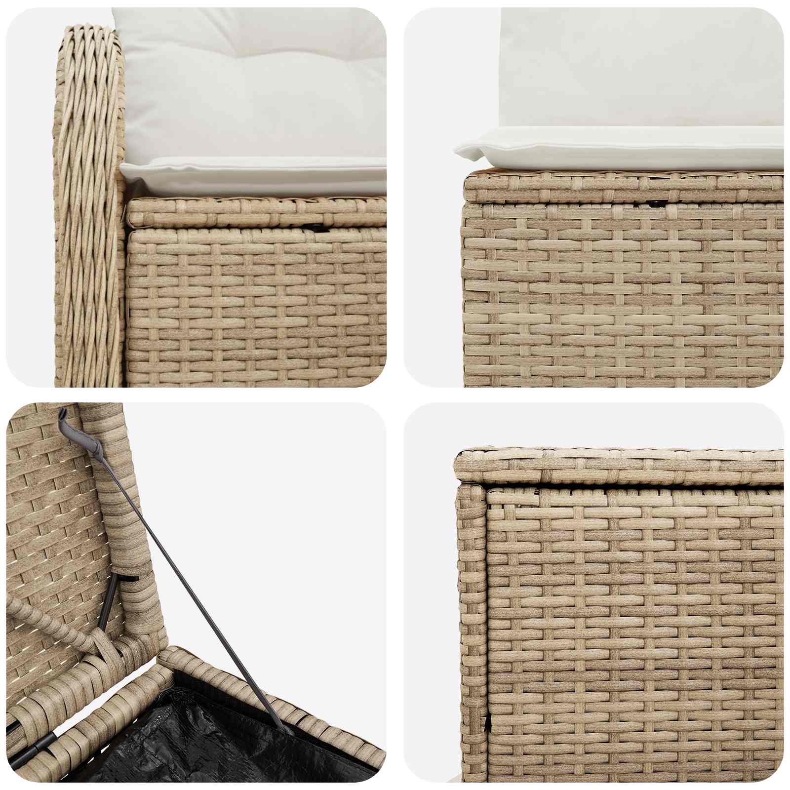 Sofa Set 5 stk. Beige und Cremeweiß Polyrattan und Stahl