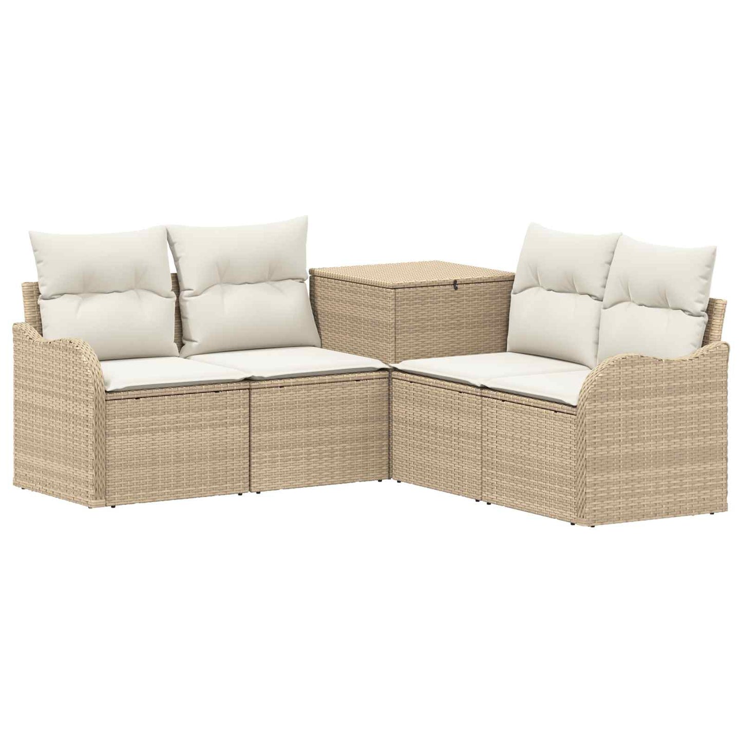 Sofa Set 5 stk. Beige und Cremeweiß Polyrattan und Stahl
