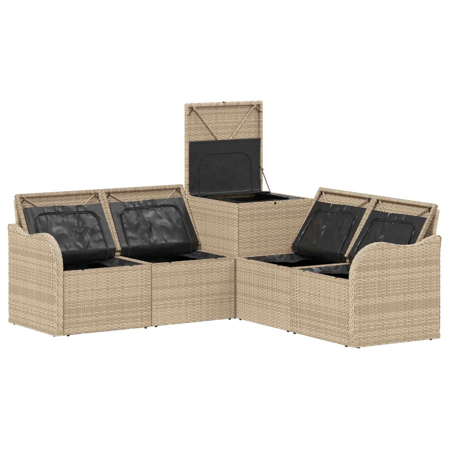 Sofa Set 5 stk. Beige und Cremeweiß Polyrattan und Stahl