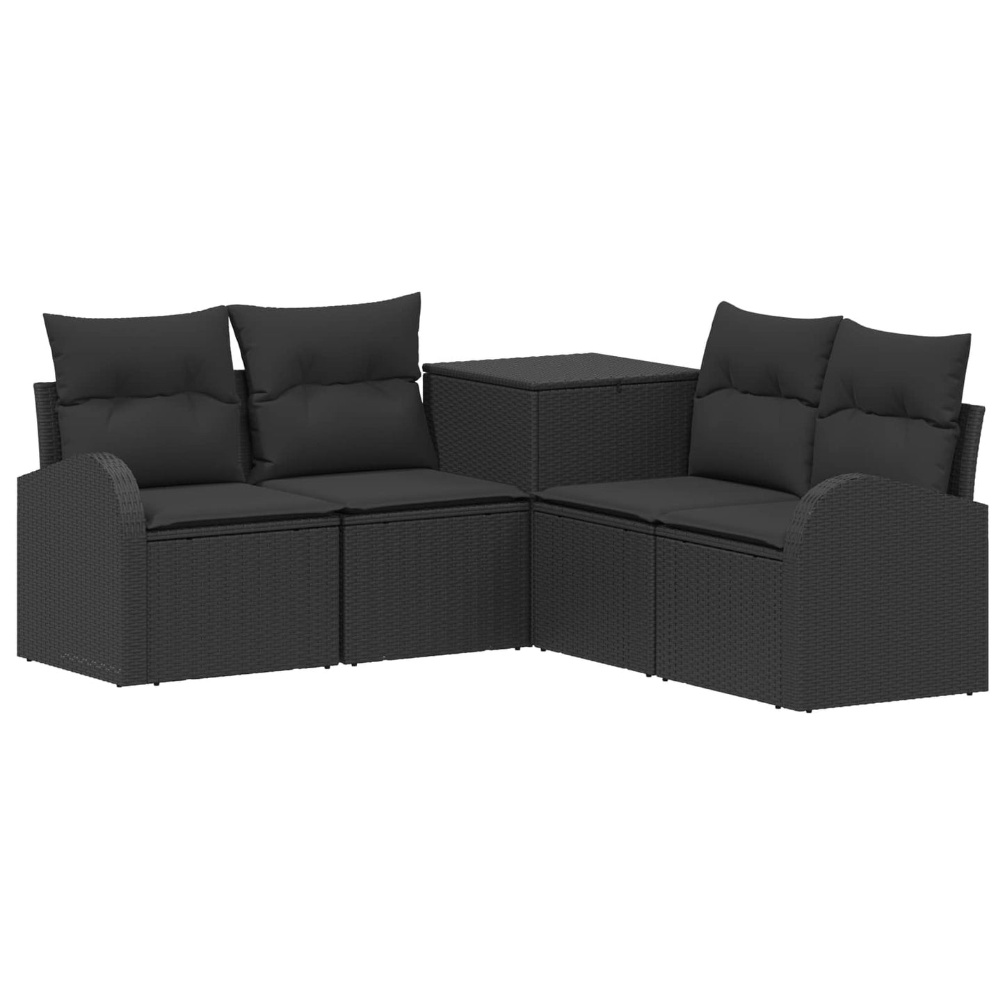 Sofa Set 5 stk. Schwarz Polyrattan und Stahl
