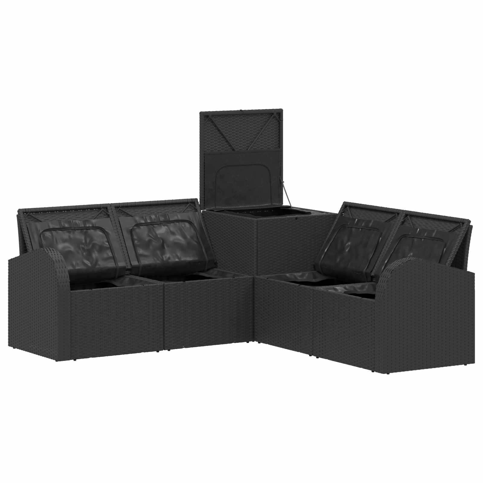 Sofa Set 5 stk. Schwarz Polyrattan und Stahl