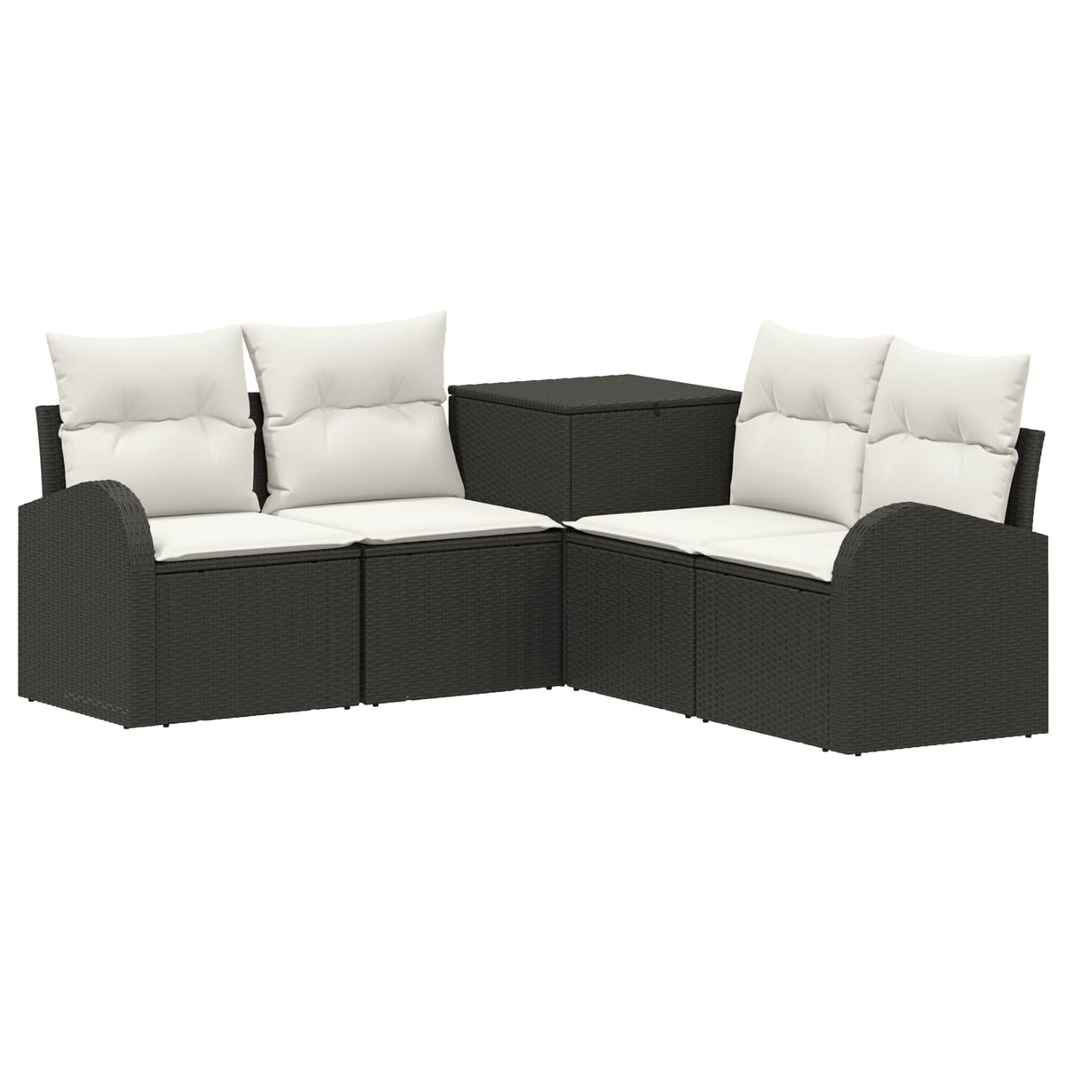 Sofa Set 5 stk. Schwarz und Cremeweiß 179 x 179 x 85 cm