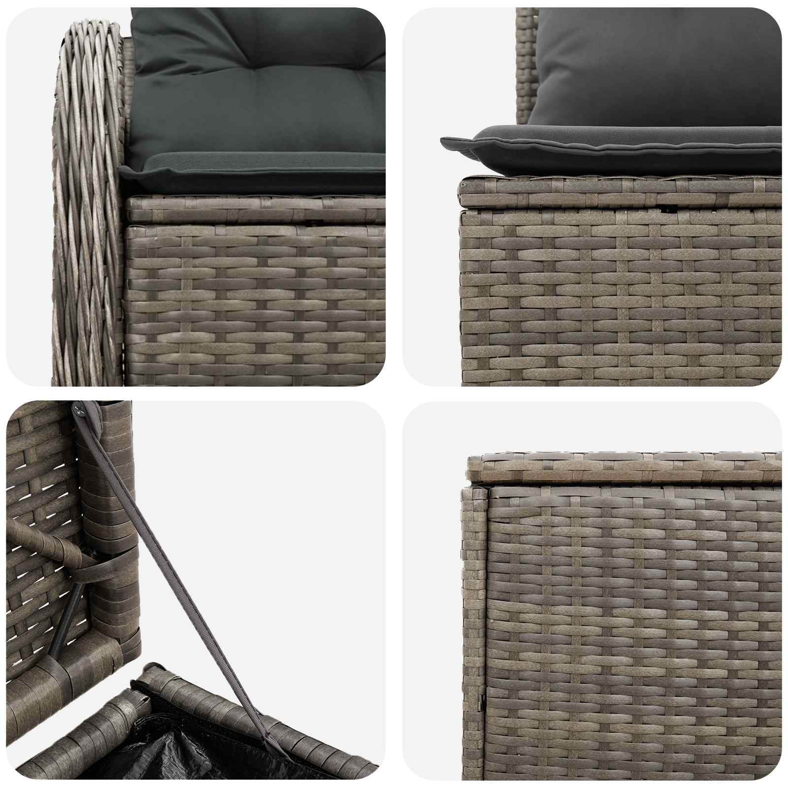Sofa Set 5 stk. Grau und Dunkelgrau Polyrattan und Stahl