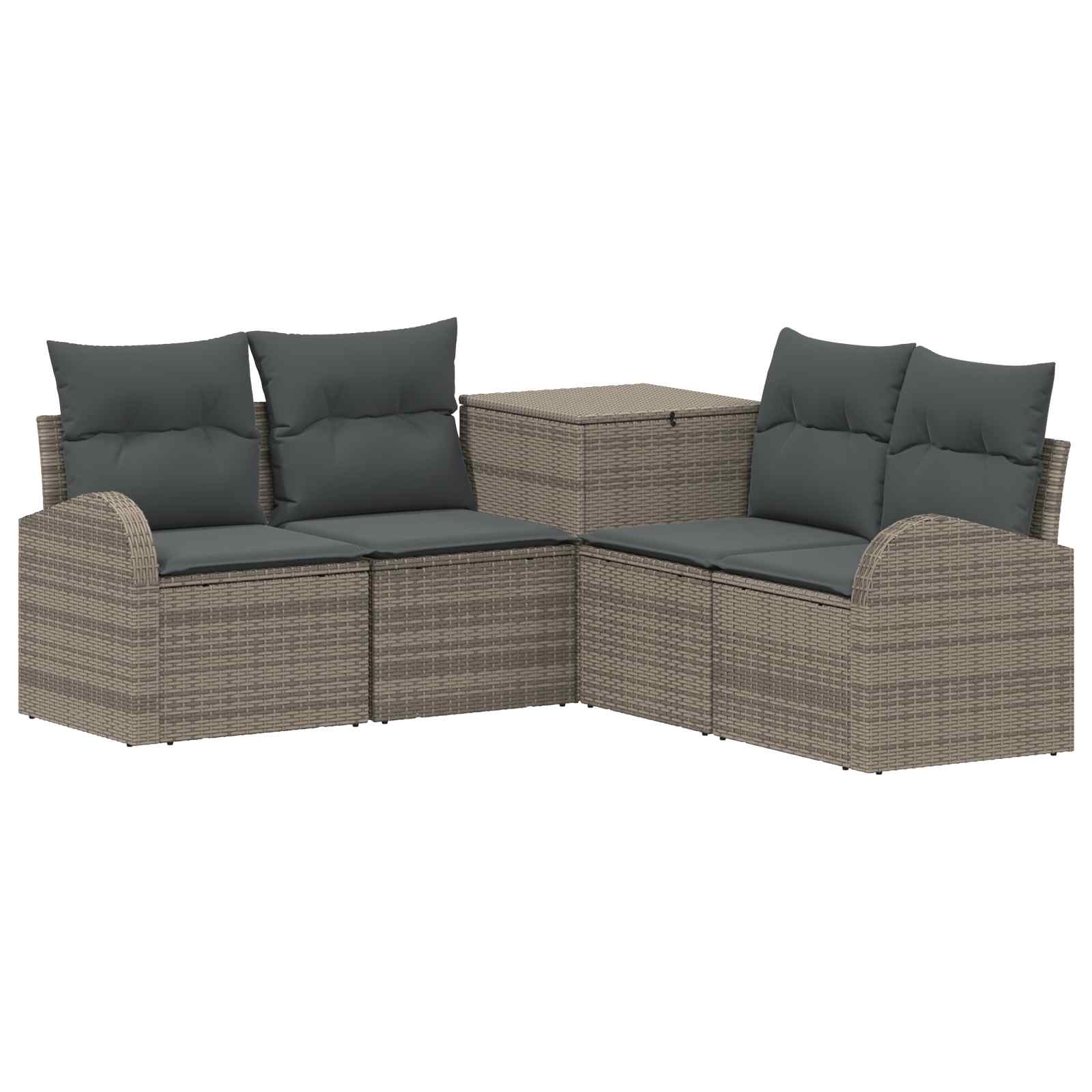 Sofa Set 5 stk. Grau und Dunkelgrau Polyrattan und Stahl