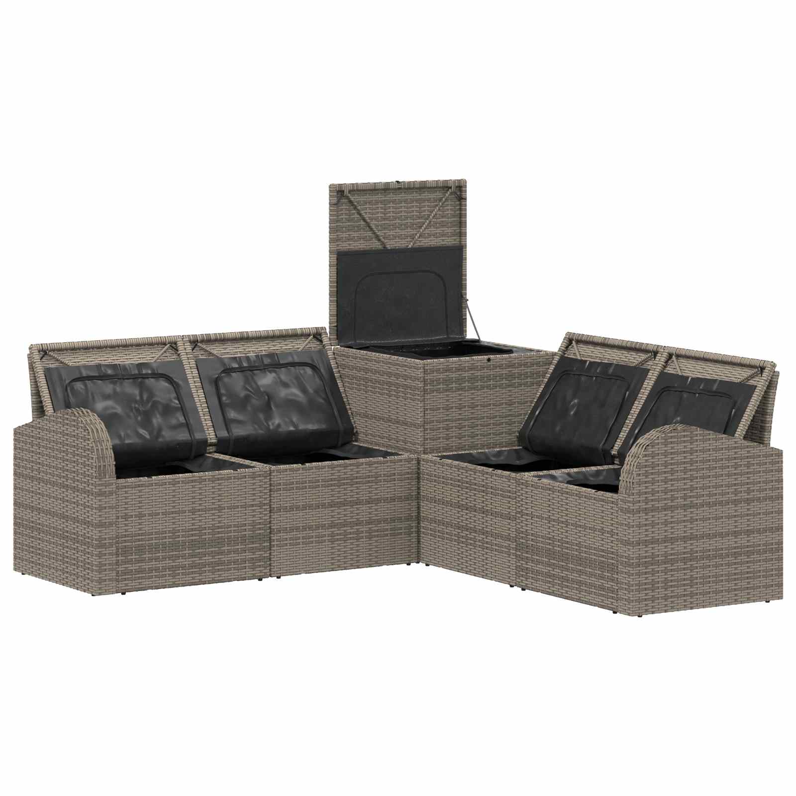Sofa Set 5 stk. Grau und Dunkelgrau Polyrattan und Stahl