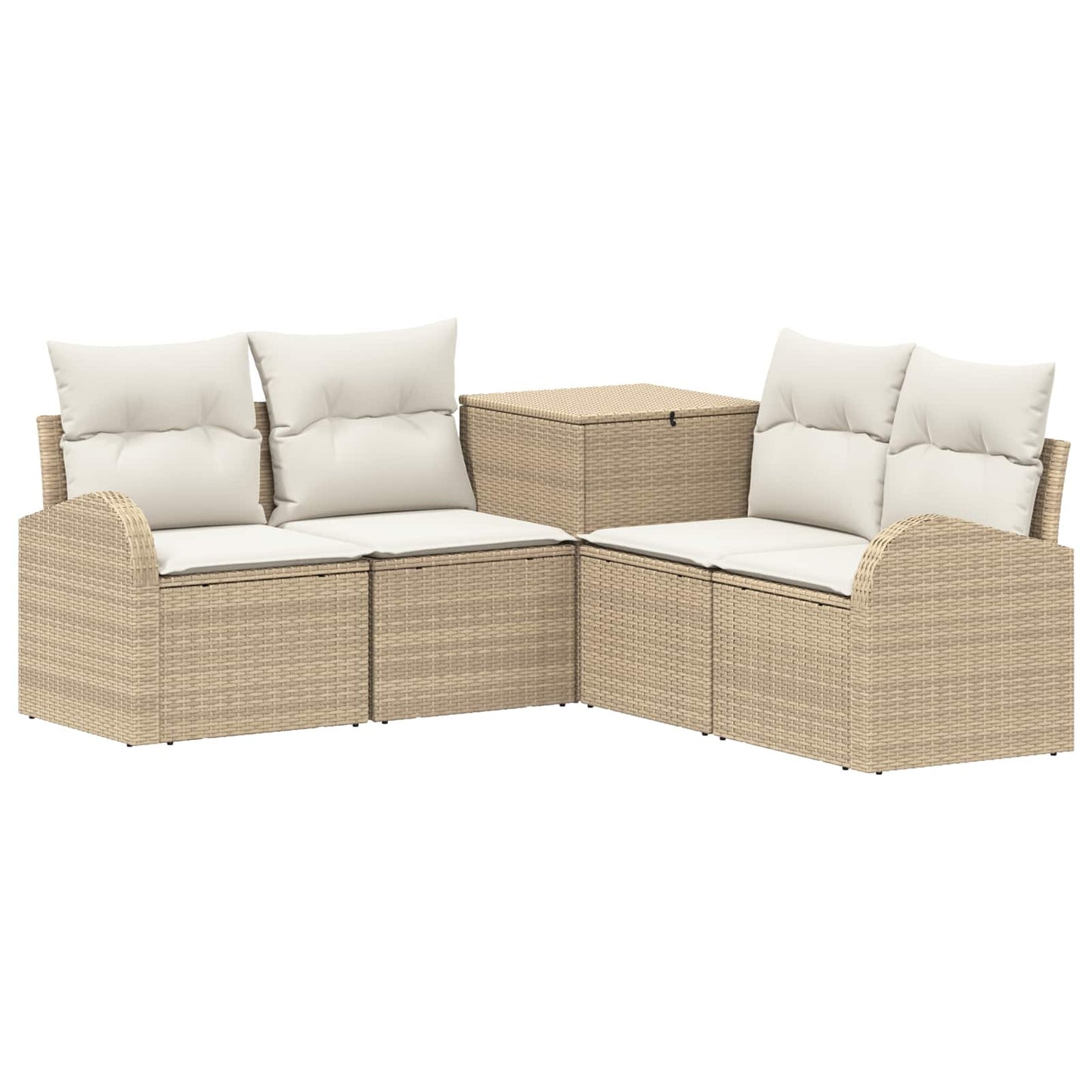 Sofa Set 5 stk. Beige und Cremeweiß Polyrattan und Stahl