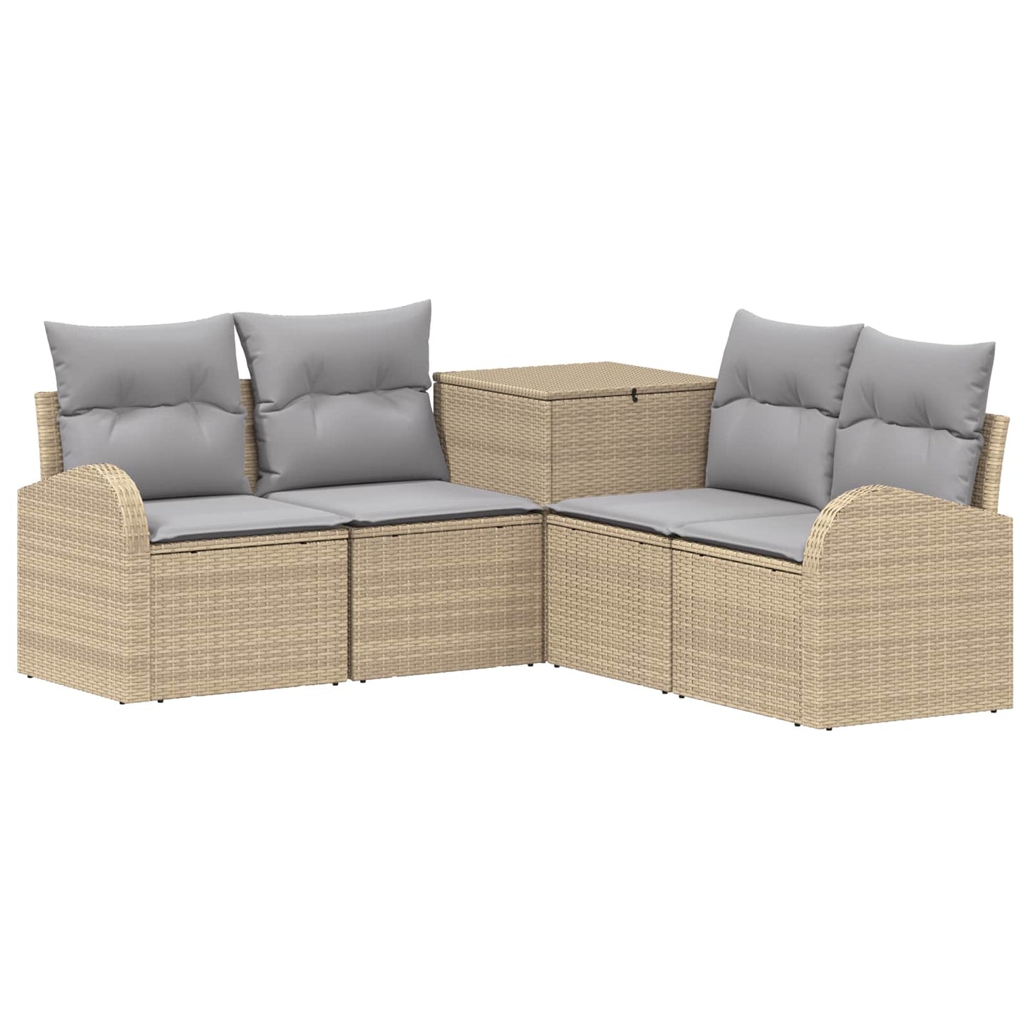 Sofa Set 5 stk. Beige und Hellgrau Polyrattan und Stahl