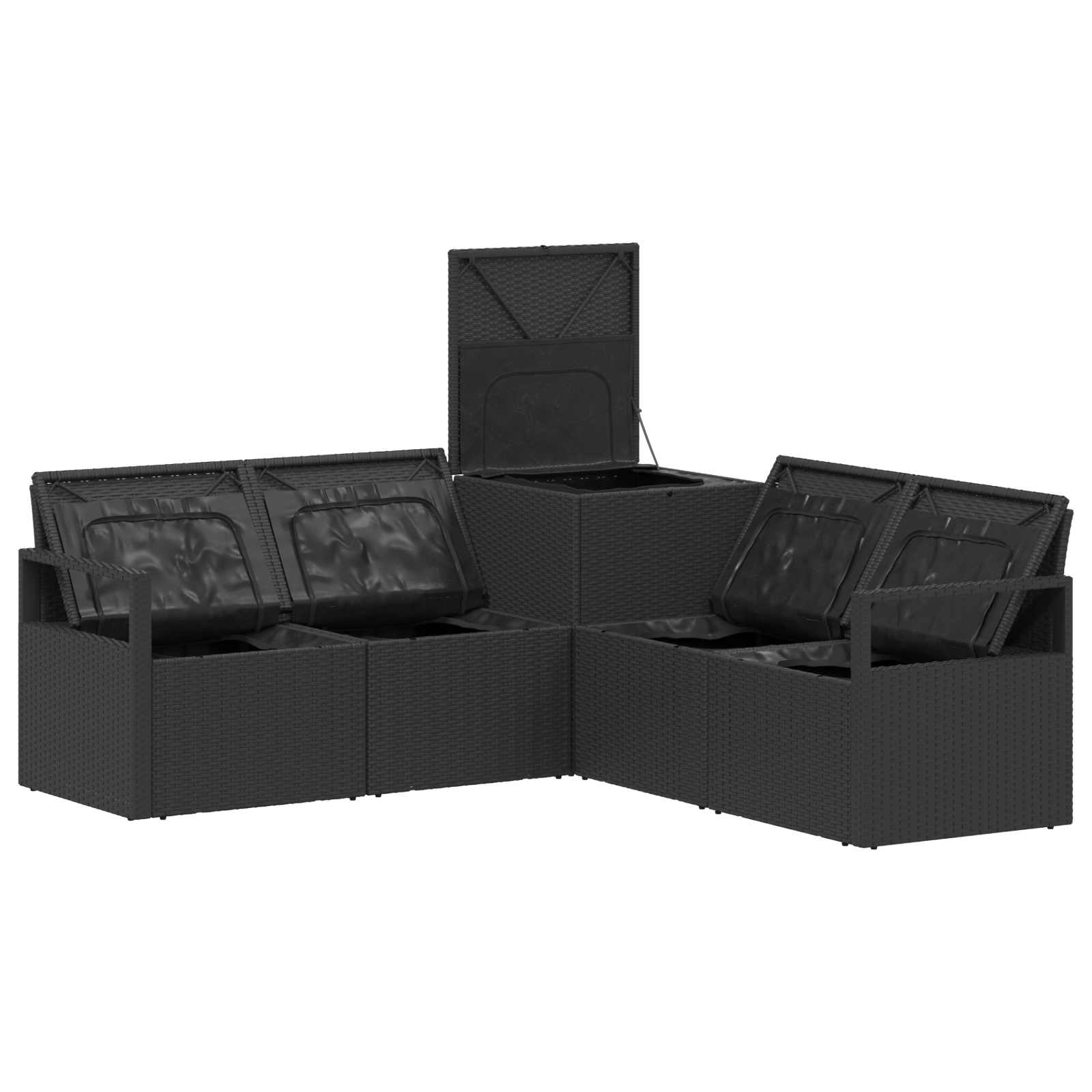 Sofa Set 5 stk. Schwarz Polyrattan und Stahl