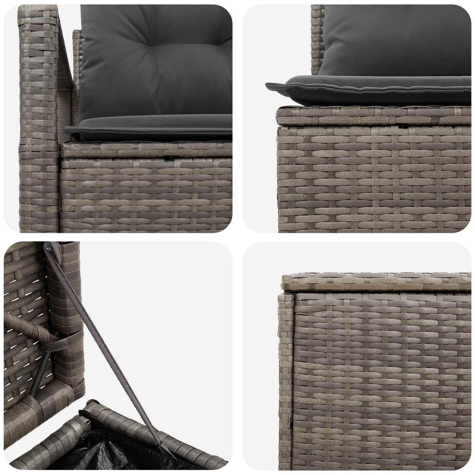 Sofa Set 5 stk. Grau und Dunkelgrau Polyrattan und Stahl