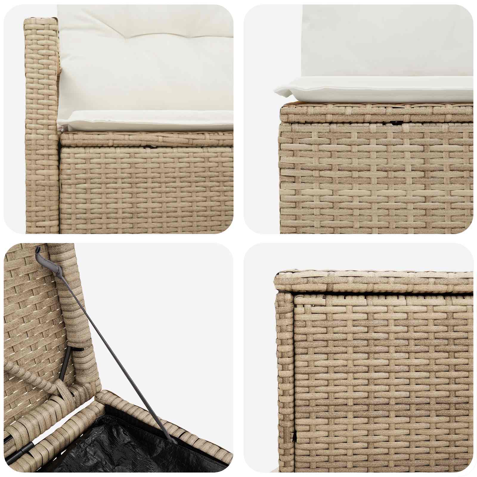 Sofa Set 5 stk. Beige und Cremeweiß Polyrattan und Stahl