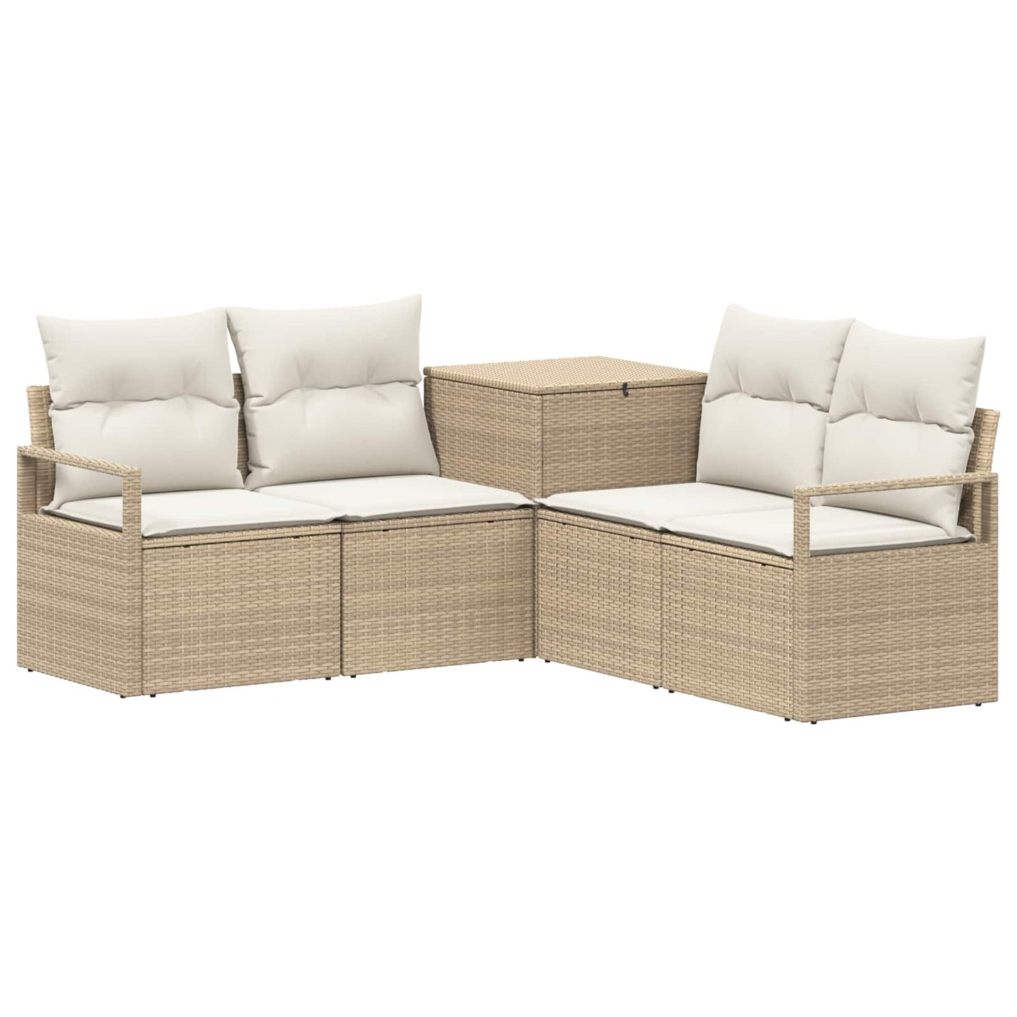 Sofa Set 5 stk. Beige und Cremeweiß Polyrattan und Stahl