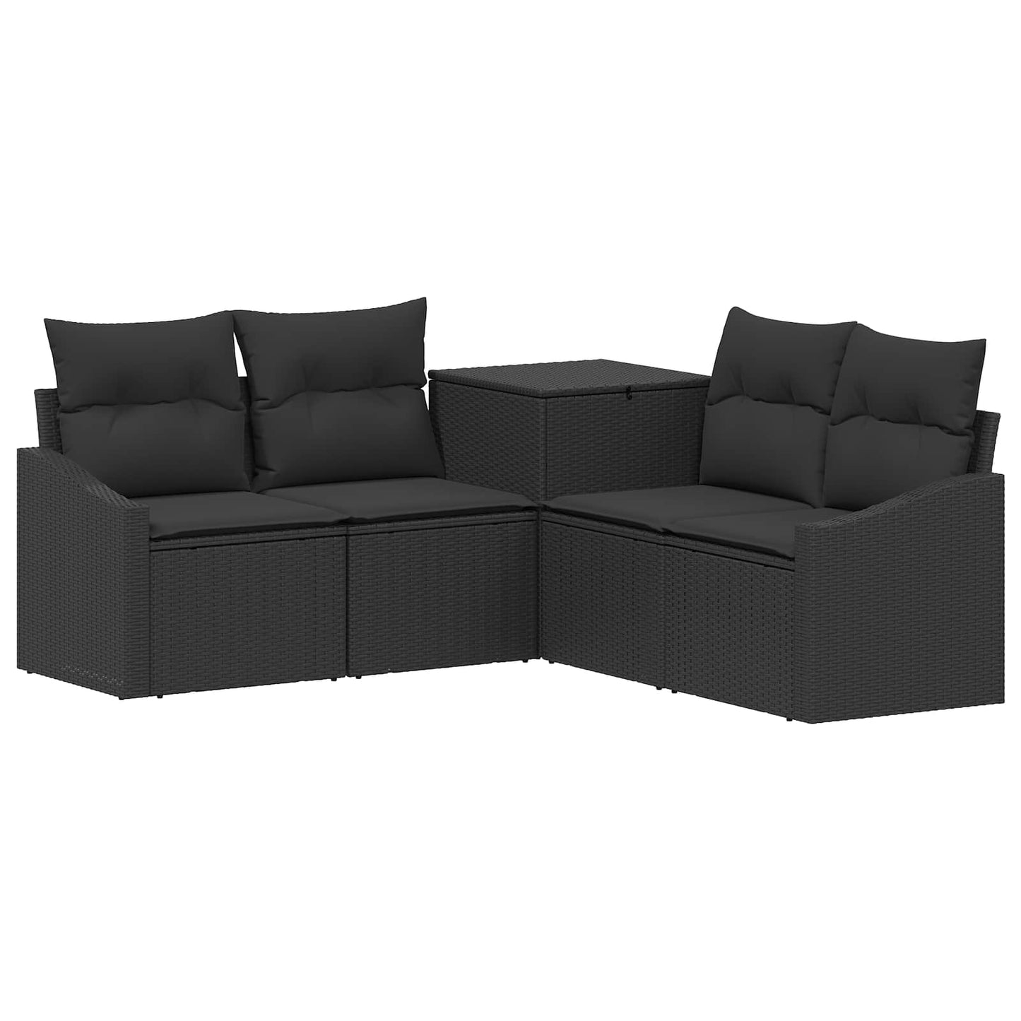 Sofa Set 5 stk. Schwarz Polyrattan und Stahl