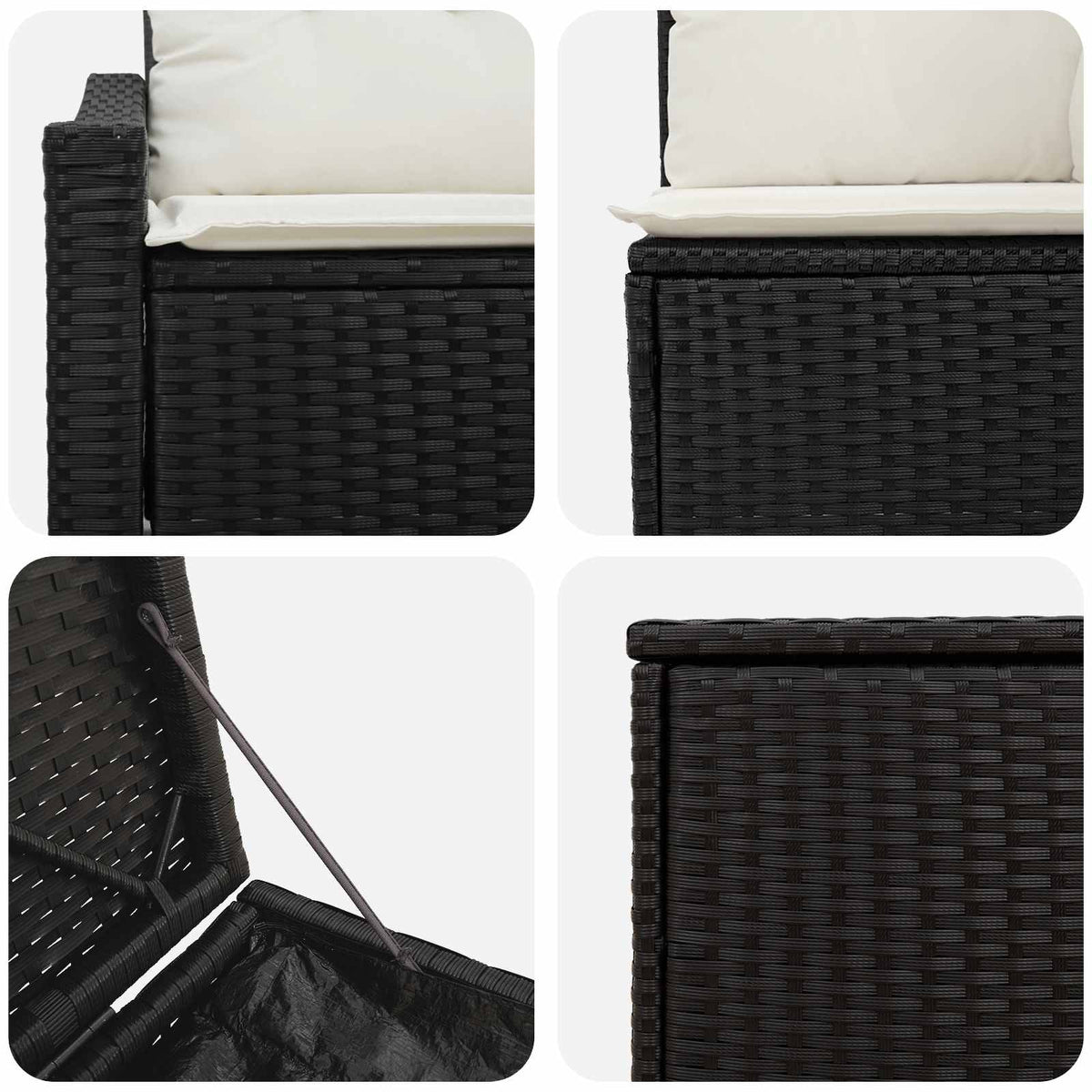 Sofa Set 5 stk. Schwarz und Cremeweiß 178,5 x 178,5 x 85 cm