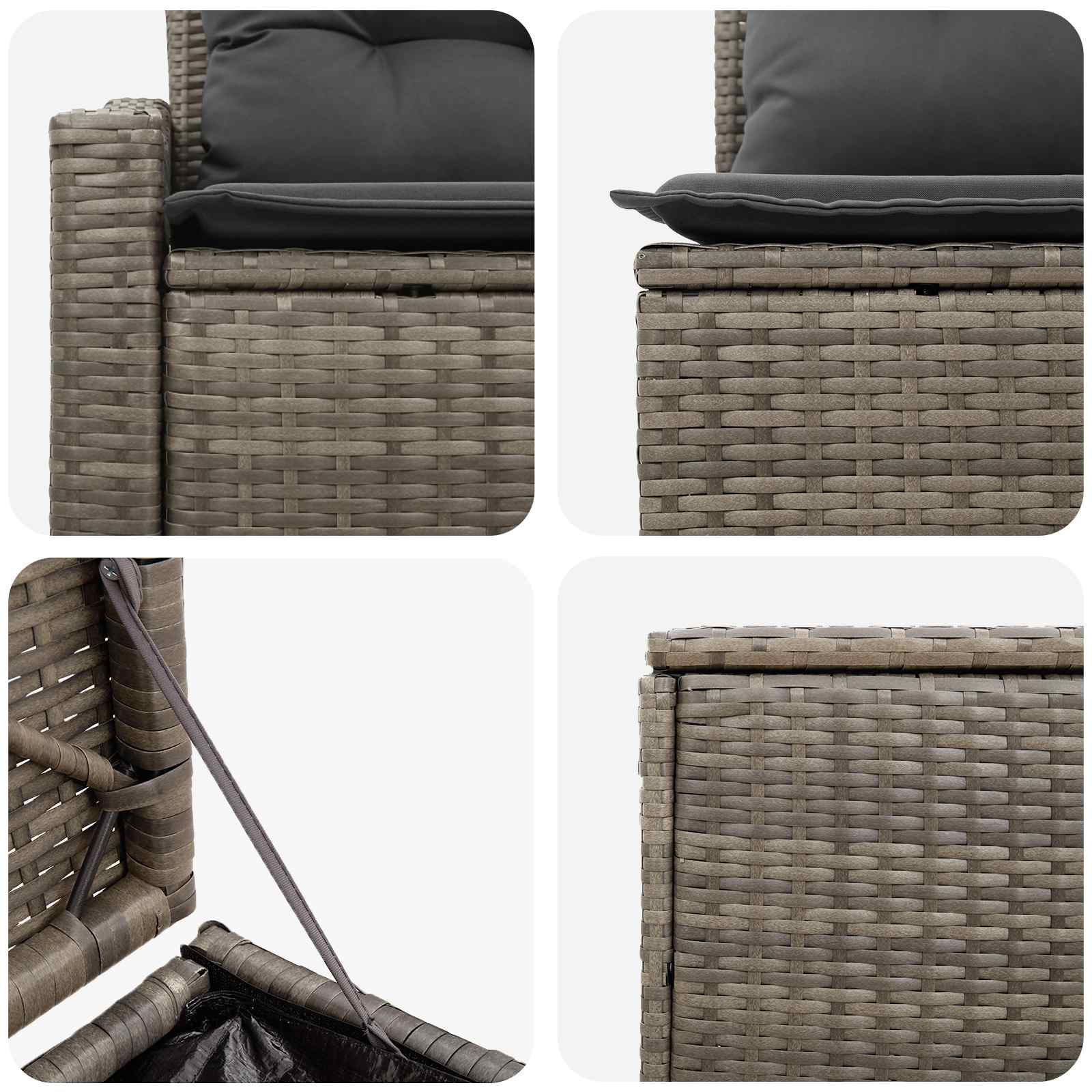 Sofa Set 5 stk. Grau und Dunkelgrau Polyrattan und Stahl